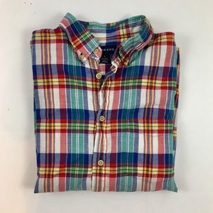 Lands End Plaid Casual Button Down Shirt